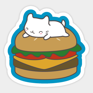 Cute cat on a burger t-shirt Sticker